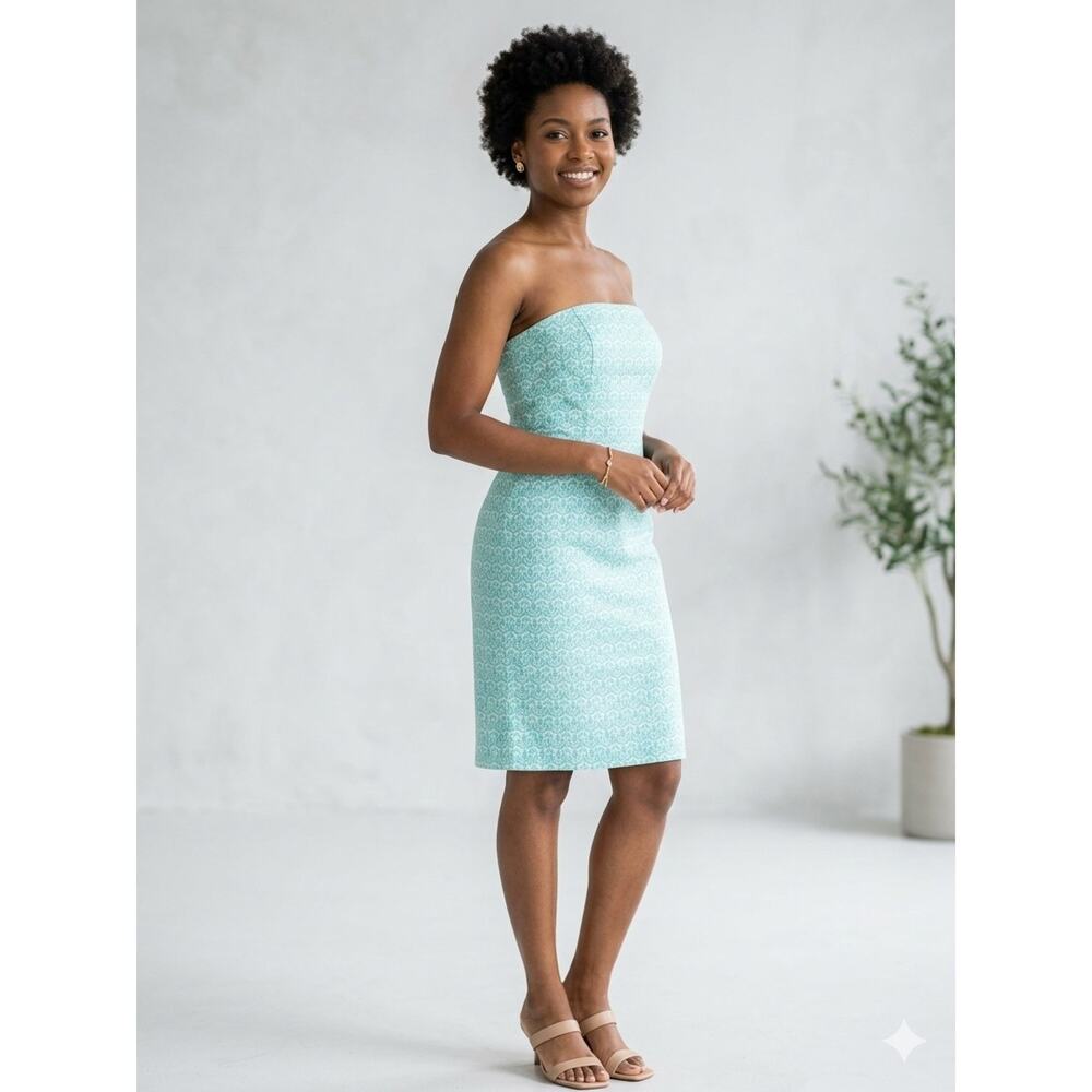 Express Stretch Ocean Blue Sheath Dress Strapless, Size 11/12 M Y2K Preppy